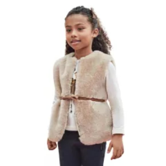 Mayoral Other - NWT MAYORAL Natural Belted Faux Fur Vest Girl's sz 14